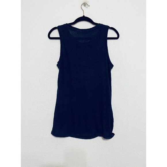 Athleta Zephyr Knot Tank Top Womens Blue Linen Scoop Neck Loungewear Small - Picture 5 of 9